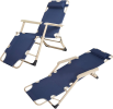 Outdoor Reclining Lawn Chairs Set of 2 Adjustable Folding Patio Recliners with Pillow for Pool Lawn Beach