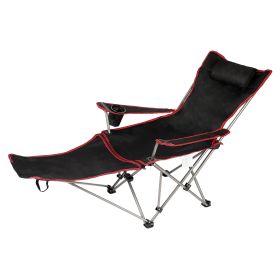 YSSOA Removable Footrest Reclining Camping Chair, 1-Pack, Black