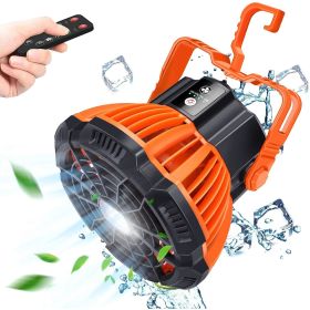 2 In 1 Portable Camping Fan Electric Lantern Fan Tent Fan w/Hanging Hook Remote Control USB Rechargeable Fan