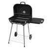 28" Portable Charcoal Grill with Wheels and Foldable Side Shelf, Large BBQ Smoker with Adjustable Vents on Lid for Outdoor Party Camping Picnic