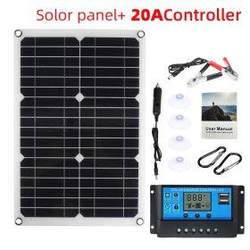 25W-180W 18V/12V Portable Solar Panel Waterproof USB Port Solar Power 5V Solar Battery Charger Outdoor Camping Phone Power Bank (Color: with 20A controller, Ships From: China)