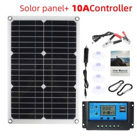 25W-180W 18V/12V Portable Solar Panel Waterproof USB Port Solar Power 5V Solar Battery Charger Outdoor Camping Phone Power Bank (Color: with 10A controller, Ships From: China)