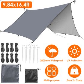 Waterproof Camping Tarp Kit Tent Canopy Rain Fly Awning Shelter for Outdoor Picnic Hammock Hiking Backpacking Travelling UV Protection (Size: 3X5m)