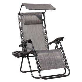 Lounge Chair Adjustable Recliner w/Pillow Outdoor Camp Chair for Poolside Backyard Beach, Support 300lbs (Color: as Pic)