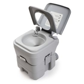 Travel Outdoor 5 Gallon Camping Portable Toilet, Flush Potty (Color: grey)