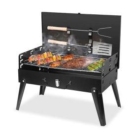 Outdoor Camping Picnics Garden Grilling Foldable Portable BBQ Grill (Color: Black B, Type: BBQ Grill)