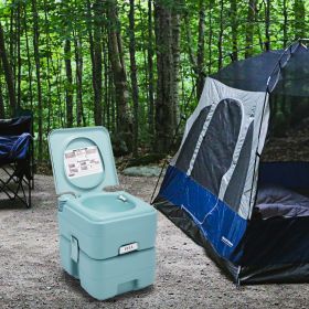 5.3 Gallon 20L Flush Outdoor Indoor Travel Camping Portable Toilet for Car; Boat; Caravan; Campsite; Hospital (Color: Green)