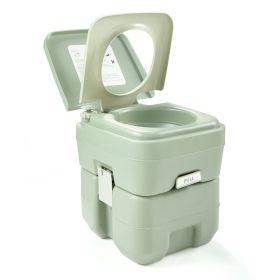 Travel Outdoor 5 Gallon Camping Portable Toilet, Flush Potty (Color: gray-green)