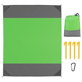 108x96.46in Sand Proof Picnic Blanket Water Resistant Foldable Camping Beach Mat (Color: Green, Size: L)